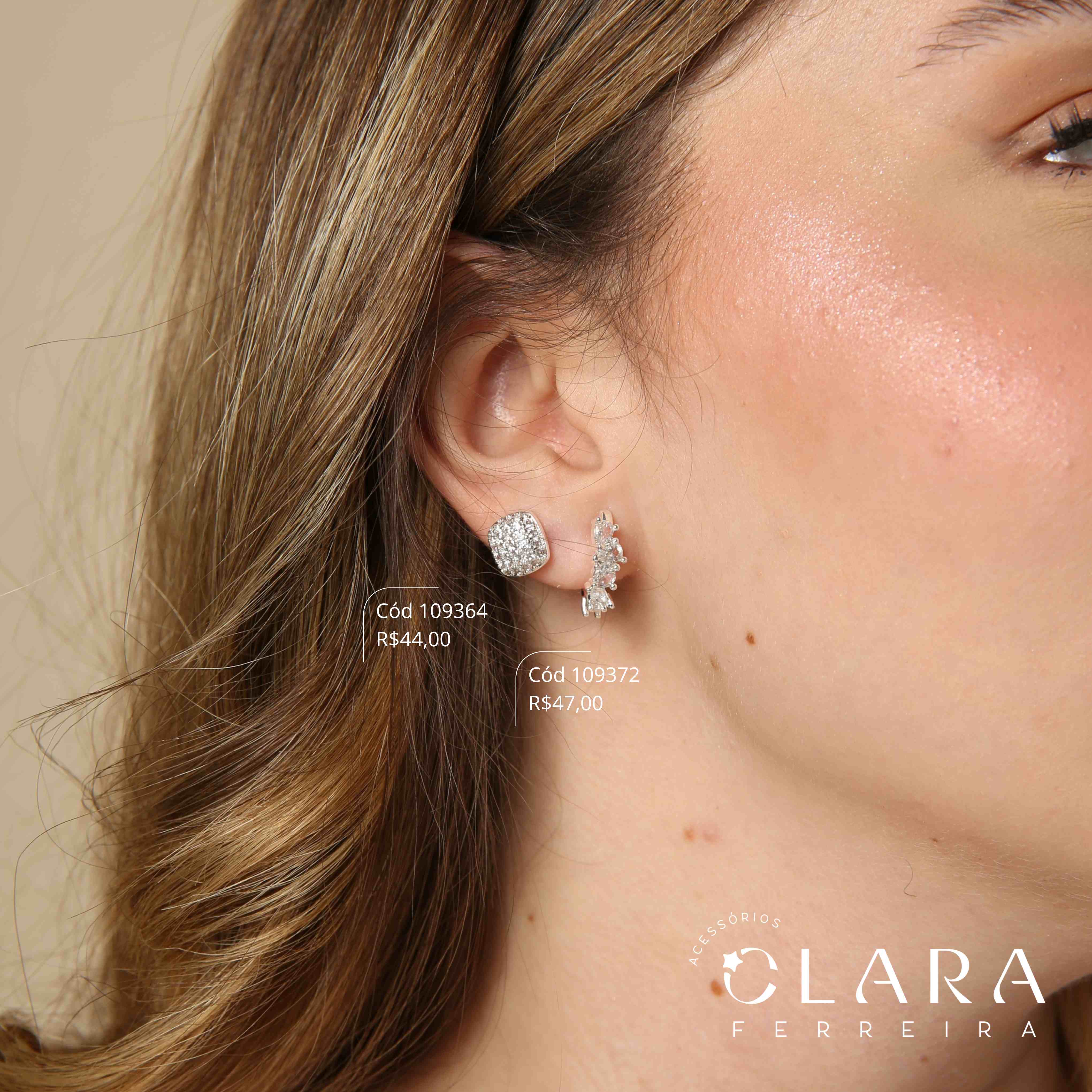 BRINCO CHUVEIRINHO QUADRADO MICROZIRCONIAS - 9MM - Banho de Prata