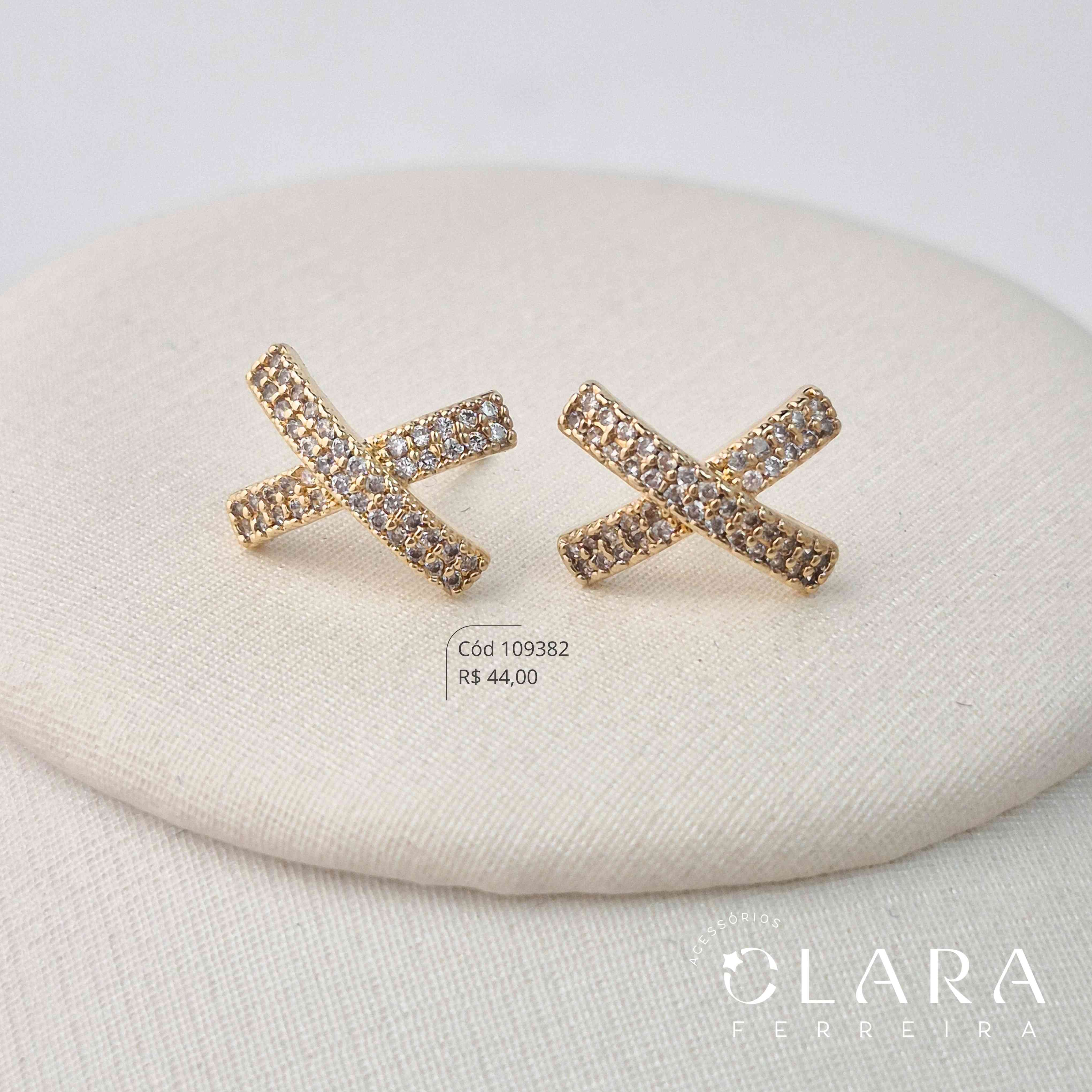 BRINCO 2 FIOS CRUZADO 2 FILEIRAS MICROZIRCONIAS - 13MM - Dourado