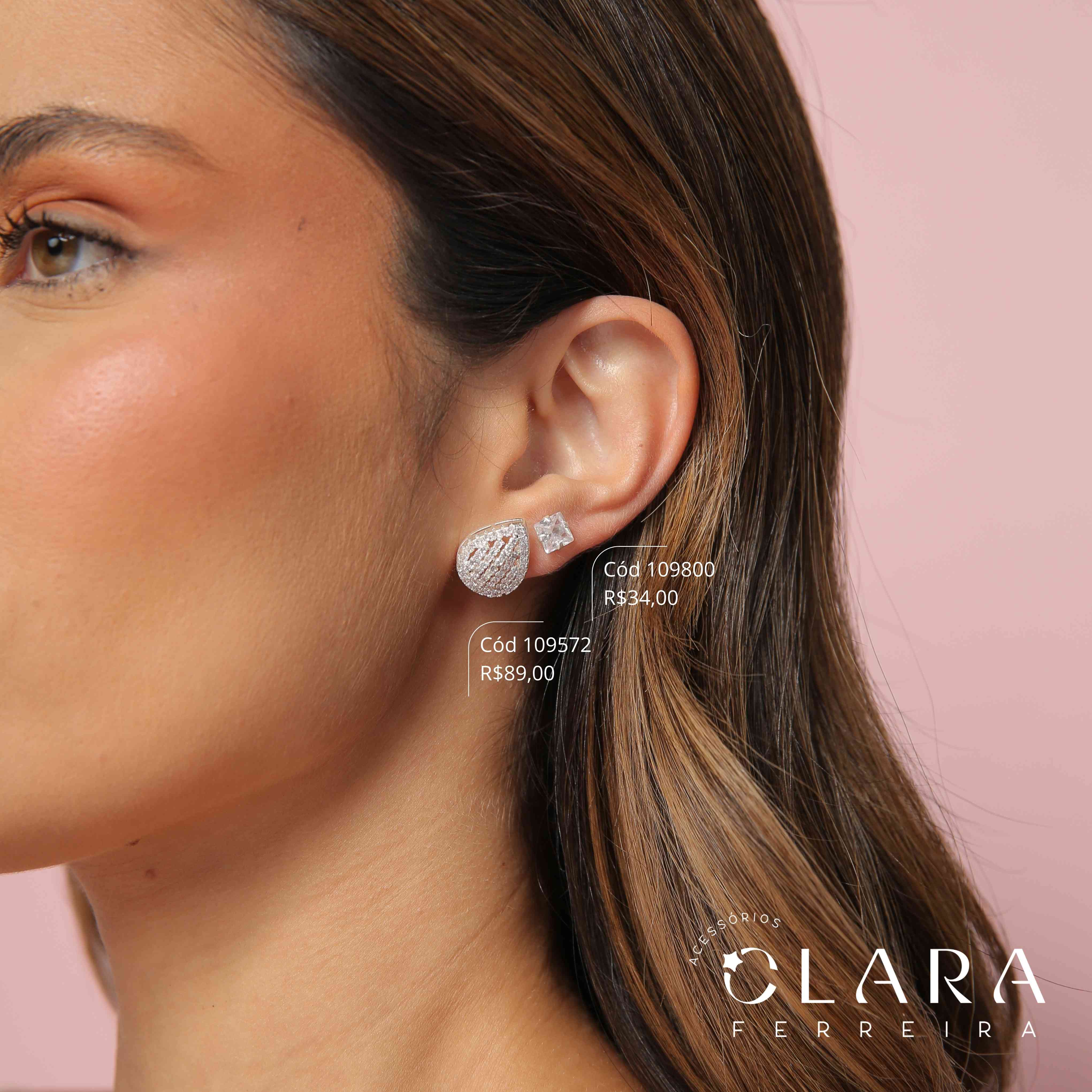 BRINCO SOLITARIO ZIRCONIA QUADRADA 6MM BASE 4 GARRAS CAIXA BAIXA - Banho de Prata