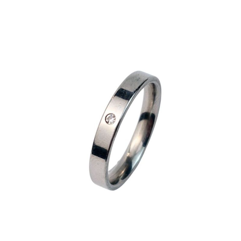 ANEL ALIANÇA AÇO INOX ANATÔMICA RETA 4MM C/ 1 ZIRCONIA - Número 24/25