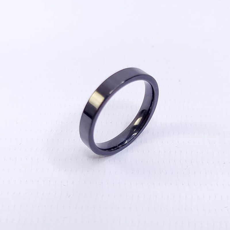 ANEL ALIANÇA AÇO INOX PRETO ANATÔMICA RETA 4MM - Número 20/21