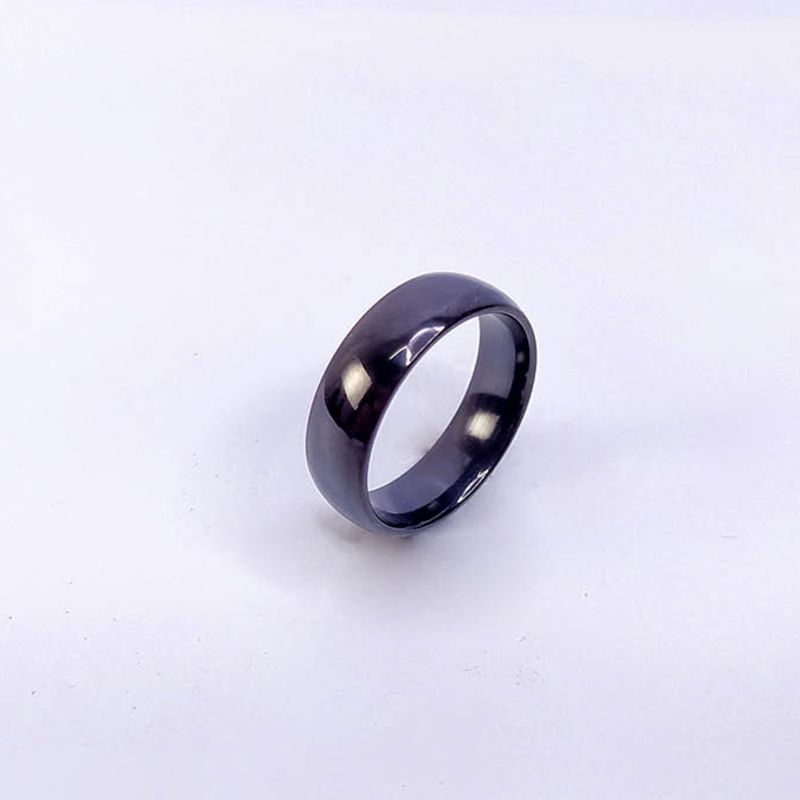 ANEL ALIANÇA AÇO INOX PRETO ANATÔMICA ABAULADA 6MM - Número 26/27