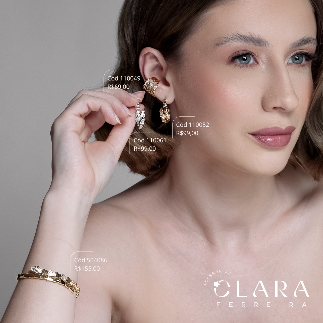 BRINCO PIERCING FALE COBRA MICROZIRCONIAS INSPIRAÇÃO BVLGARI - Dourado