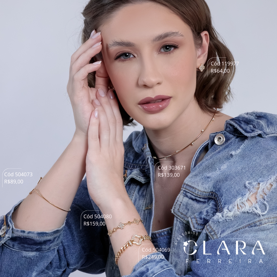 COLAR CHOKER FIO RIGIDO C/ 9 ZIRCÔNIAS BAGUETE 4MM ZIG ZAG - Dourado