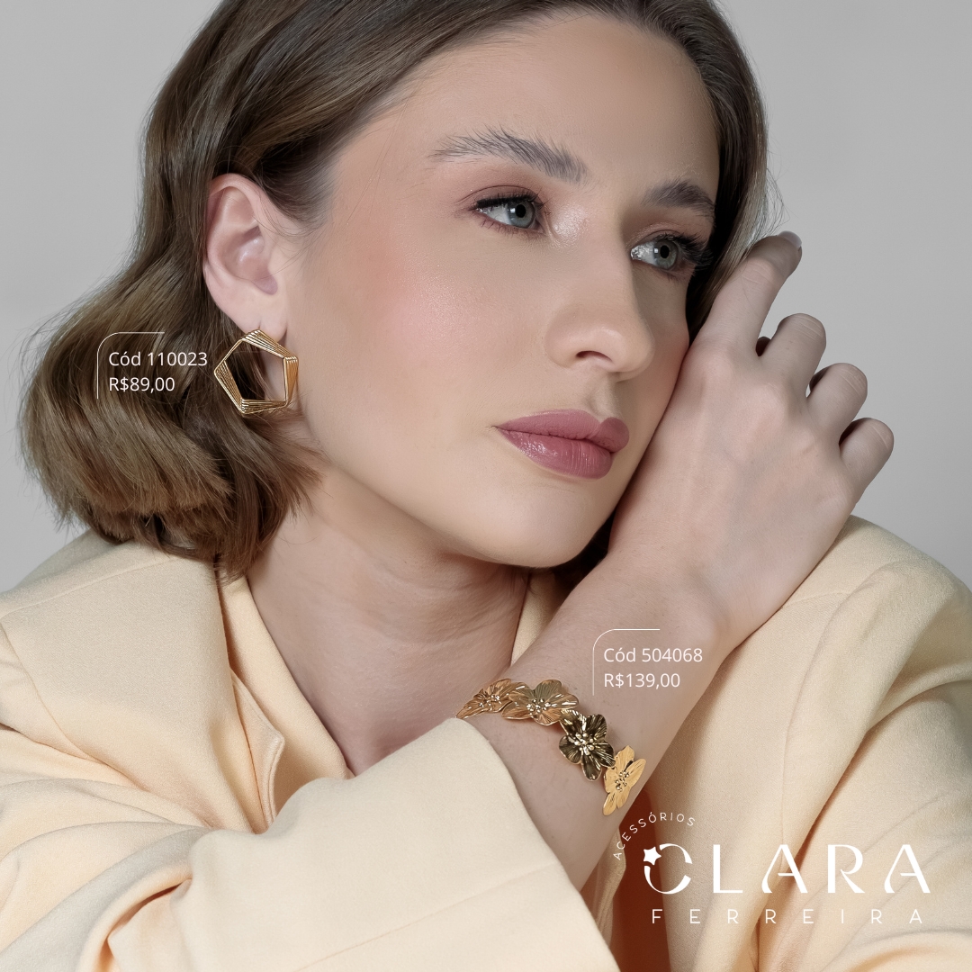 PULSEIRA BRACELETE MAX FLORES LISAS - Dourado