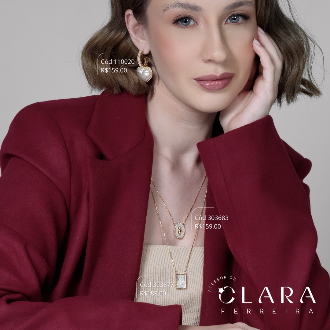 COLAR ESCAPULARIO VENEZIANA C/ MEDALHA QUADRADA MADRE PEROLA SACRADO CORAÇÃO E CORAÇÃO MICROZIRCONIAS  - 60CM - Dourado