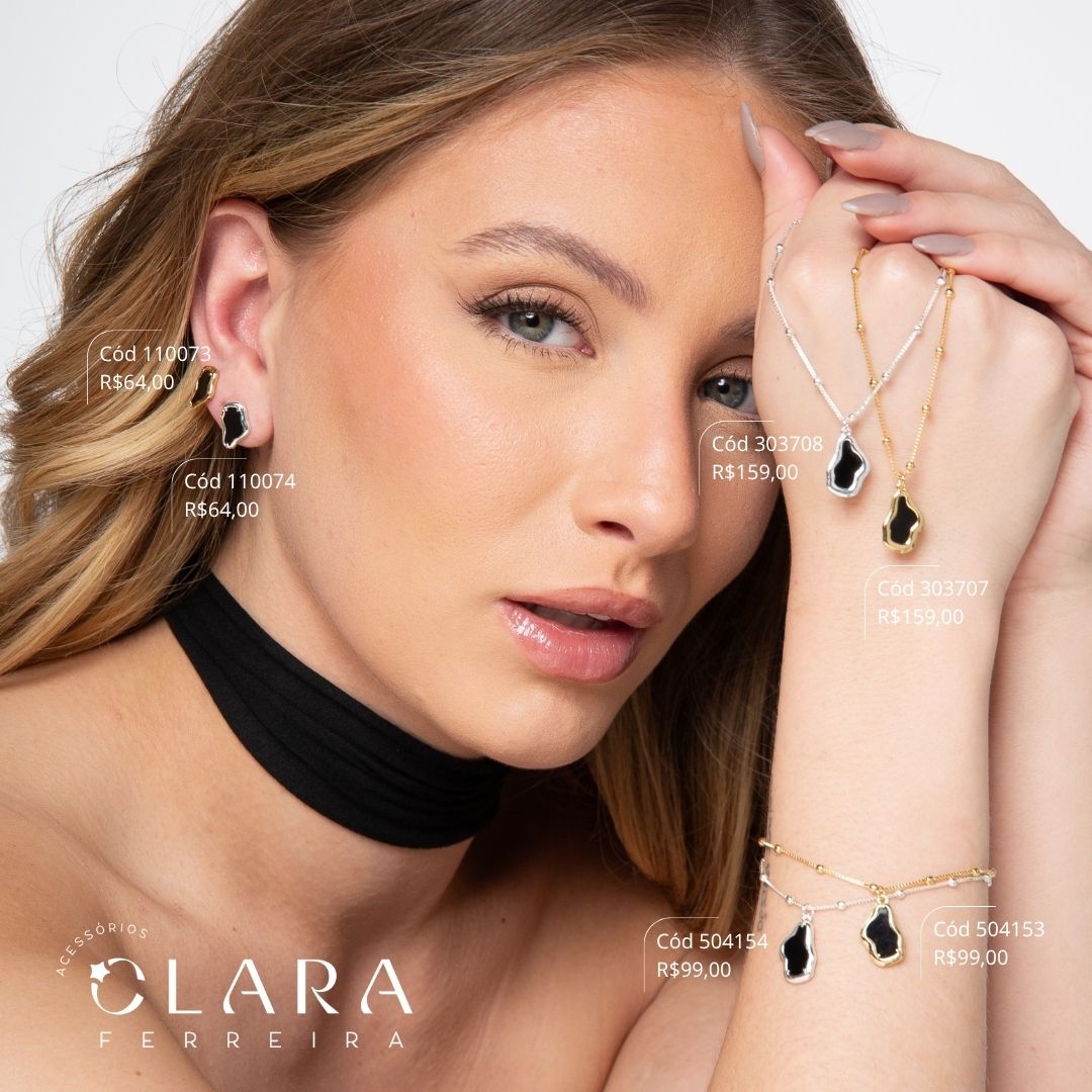 COLAR VENEZIANA C/ BOLINHAS COM PINGENTE CRISTAL PRETO CAIXA FUNDIDA PENDUTADO - 15MM - 45CM - Dourado