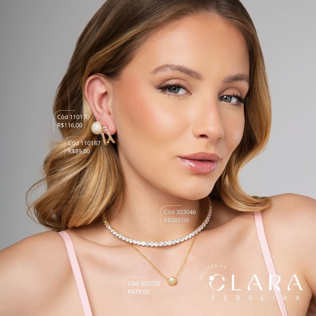 BRINCO SILHUETA 2 FIOS C/ 2 FILEIRAS MICROZIRCÔNIAS E PONTAS ZIRCÔNIAS GOTA 5MM -PEÇA VENDIDA - Dourado - VENDIDA