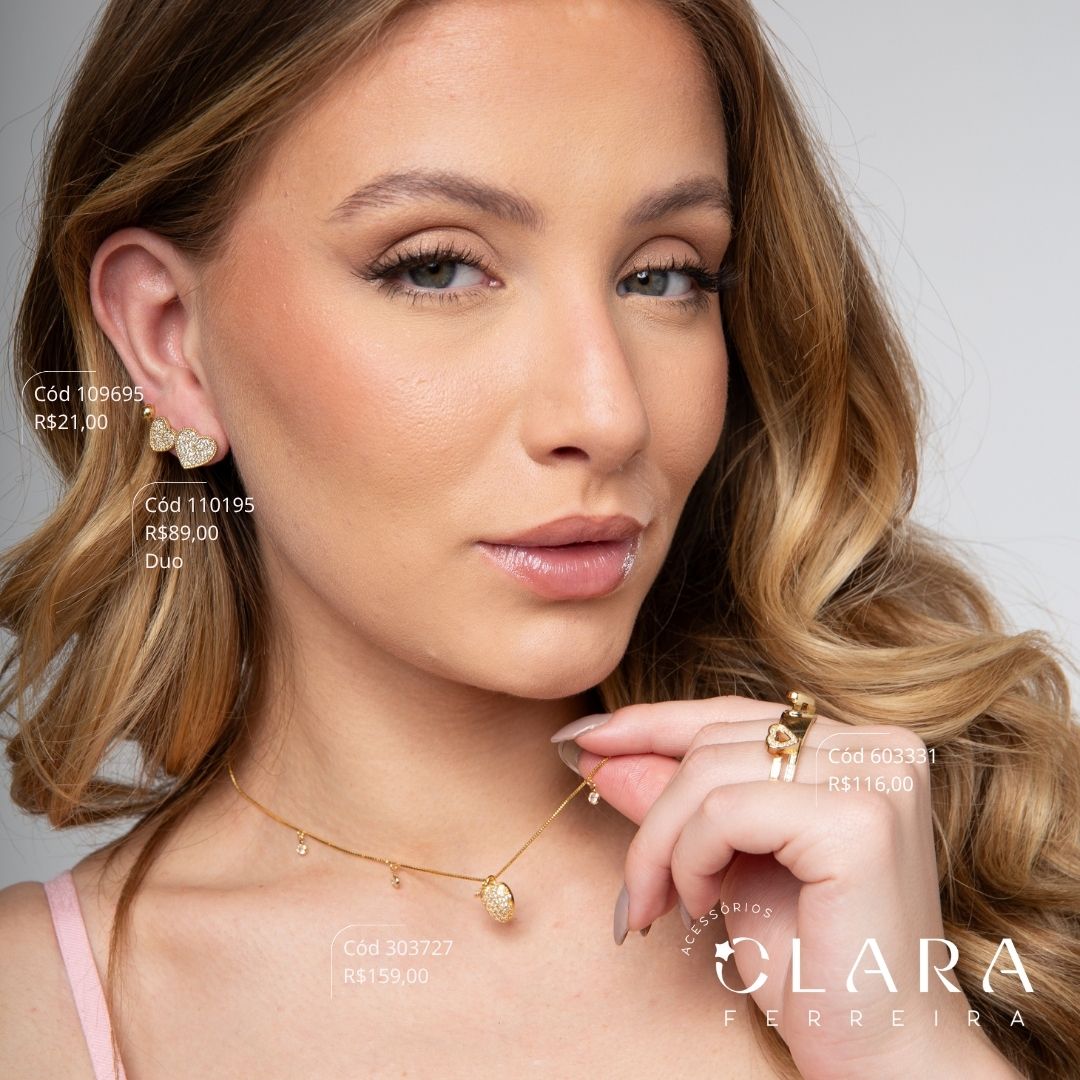 COLAR VENEZIANA C/ 6 TIFFANYS 4MM E CHUVEIRINHO CORAÇÃO MICROZIRCÔNIAS PENDURADAS - EDIÇÃO LIMITADA - 12MM - 45CM - Dourado