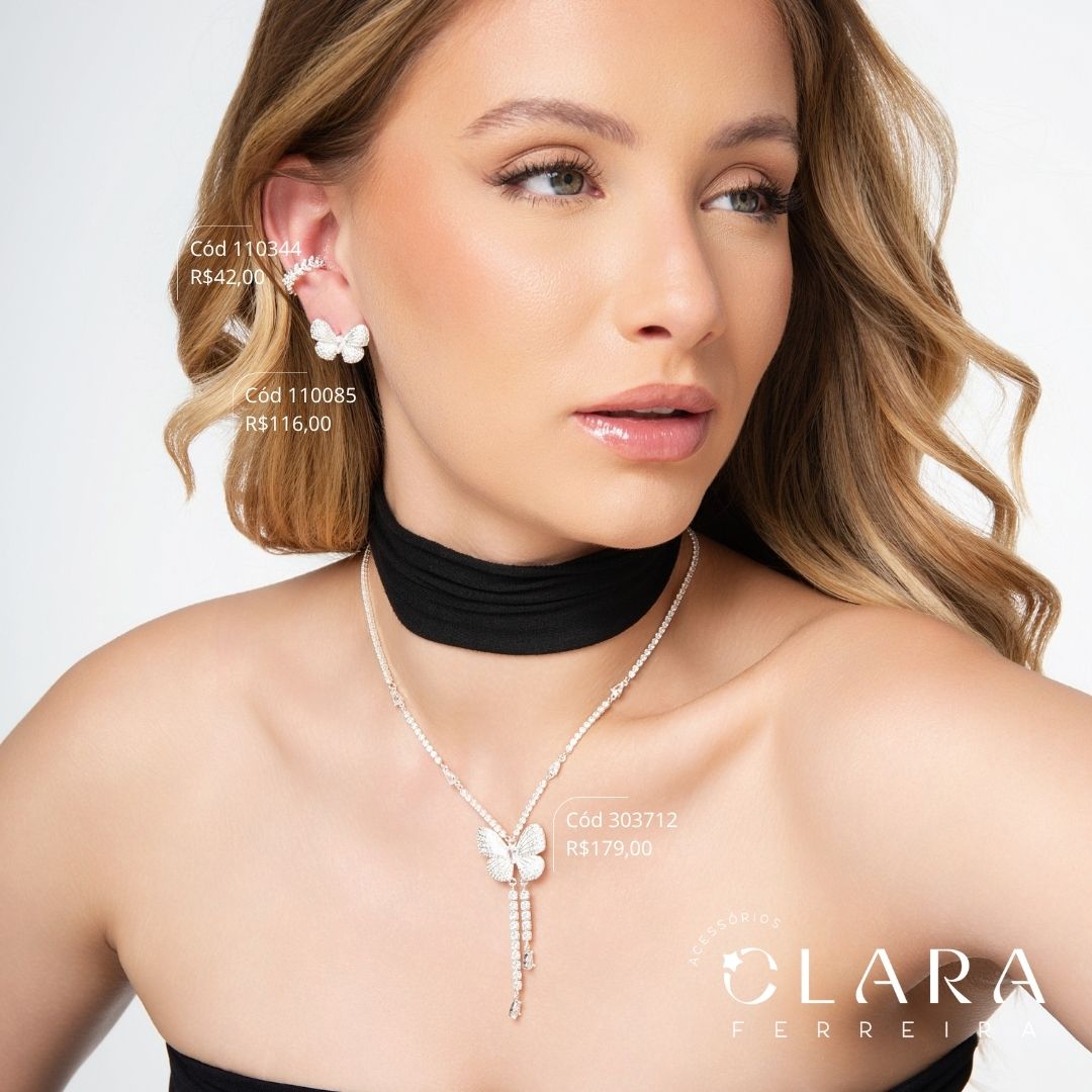 BRINCO PIERCING FAKE FOLHAS MICROZIRCÔNIAS - 5MM - Banho de Prata - PEÇA VENDIDA