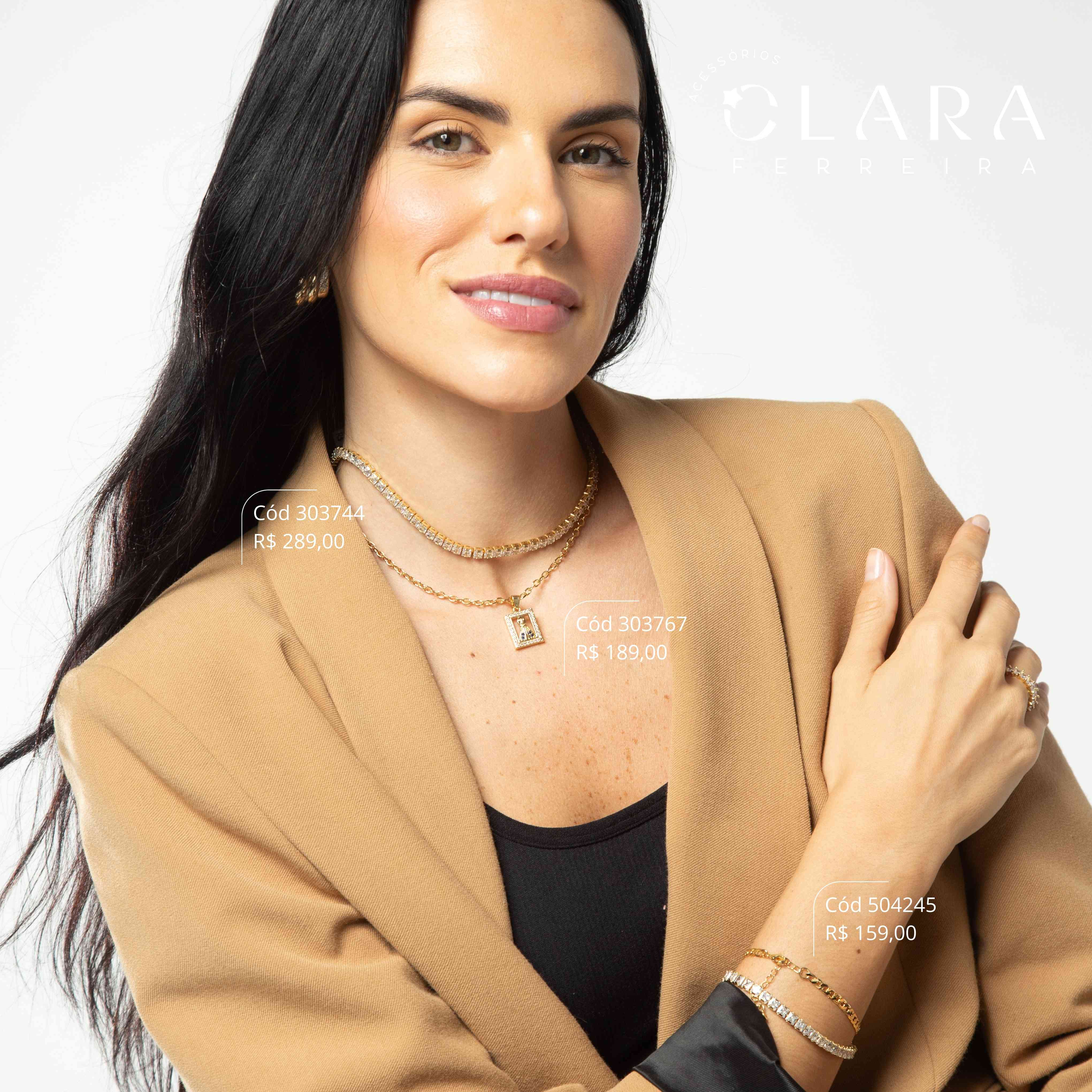 COLAR CHOKER ELOS C/ PINGENTE MEDALHA QUADRADA VAZADA C/ PINGENTE NOSSA SENHORA MANTO MICROZIRCÔNIAS ADORNADA MICROZIRCÔNIAS - 16MM - 40CM - Dourado