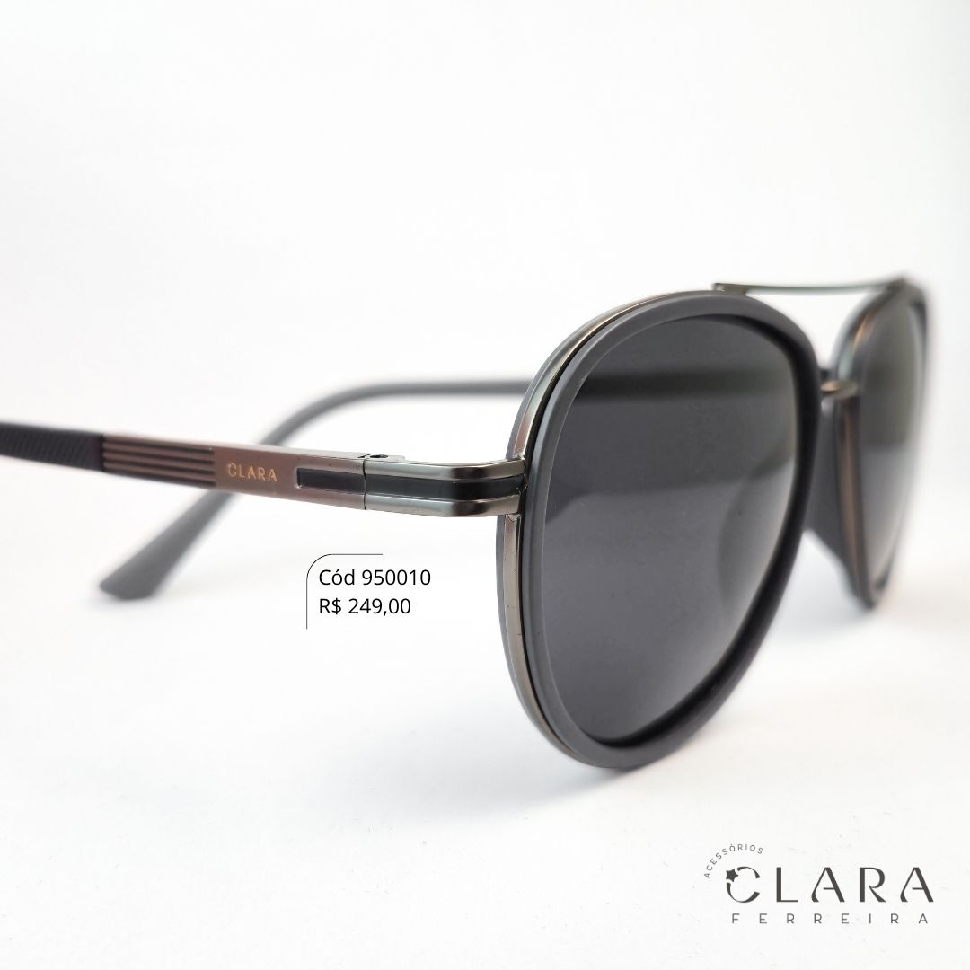 Óculos Solar MASCULINO AVIADOR C/ ASTES EMBORRACHADAS - INSPIRAÇÃO RAY-BAN - Lente Anti-impacto Polarizada - SZ7735P-C3