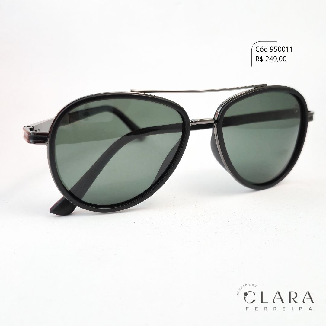 Óculos Solar MASCULINO AVIADOR C/ ASTES EMBORRACHADAS - INSPIRAÇÃO RAY-BAN - Lente Anti-impacto Polarizada - SZ7735P-C1