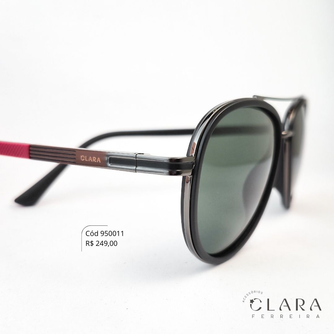 Óculos Solar MASCULINO AVIADOR C/ ASTES EMBORRACHADAS - INSPIRAÇÃO RAY-BAN - Lente Anti-impacto Polarizada - SZ7735P-C1