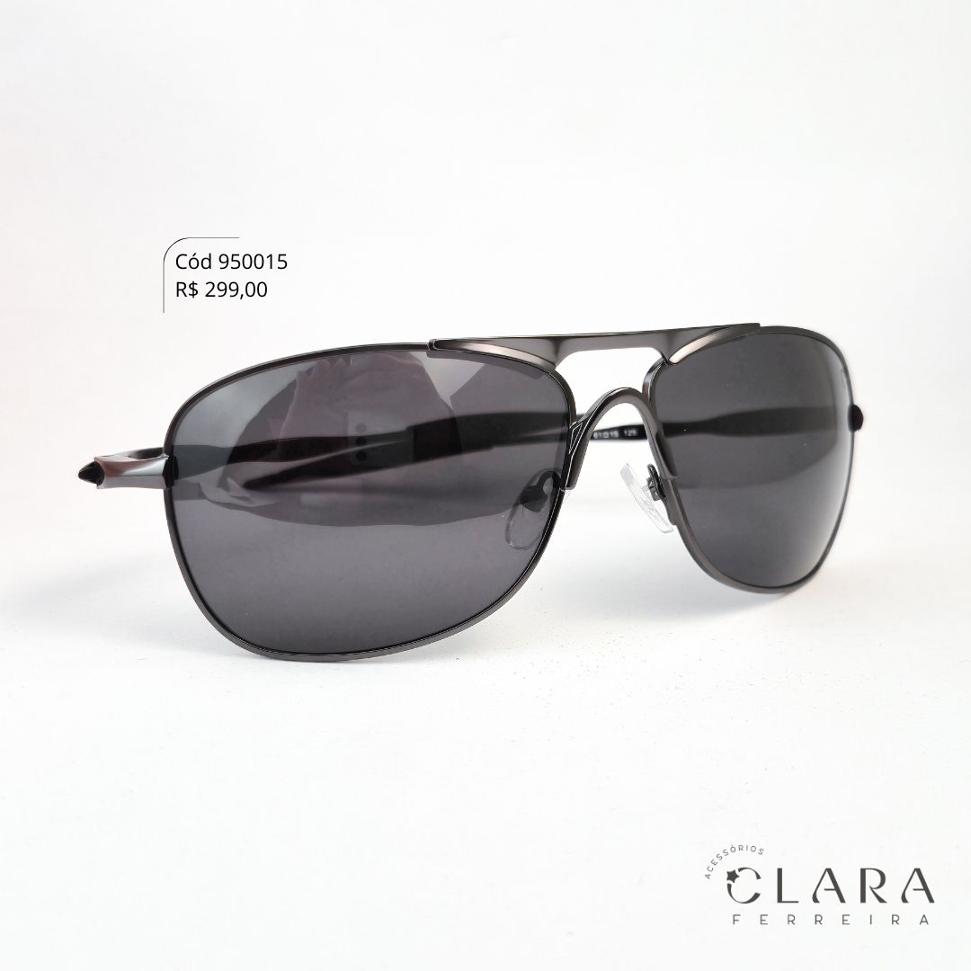 Óculos Solar MASCULINO AVIADOR METAL C/ ASTES EMBORRACHADAS - INSPIRAÇÃO RAY-BAN - Lente Resina Polarizada - YZ4112P-C1