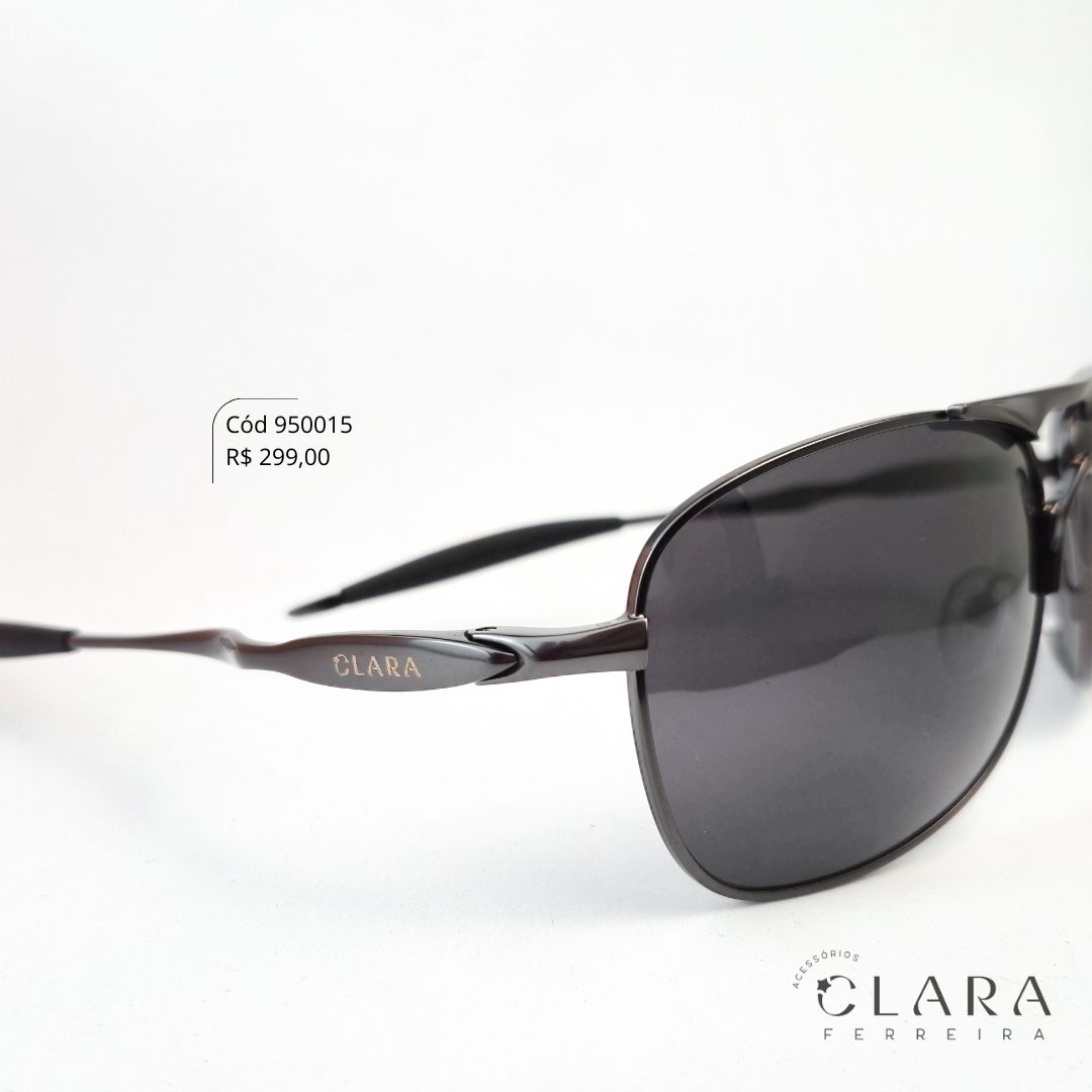 Óculos Solar MASCULINO AVIADOR METAL C/ ASTES EMBORRACHADAS - INSPIRAÇÃO RAY-BAN - Lente Resina Polarizada - YZ4112P-C1