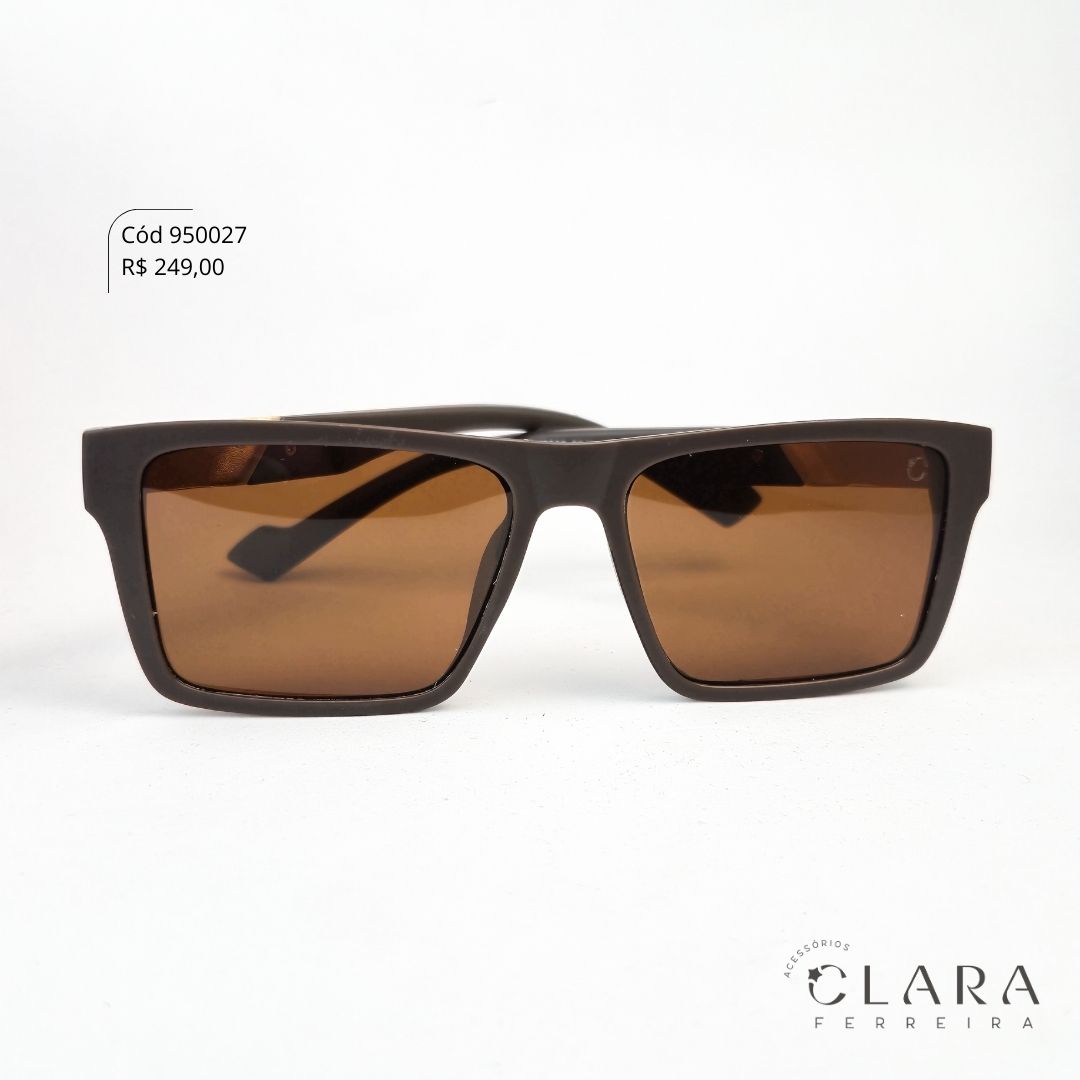 Óculos Solar MASCULINO QUADRADO MARROM - INSPIRAÇÃO RAY-BAN - Lente Anti-impacto Polarizada - BK2009-C7