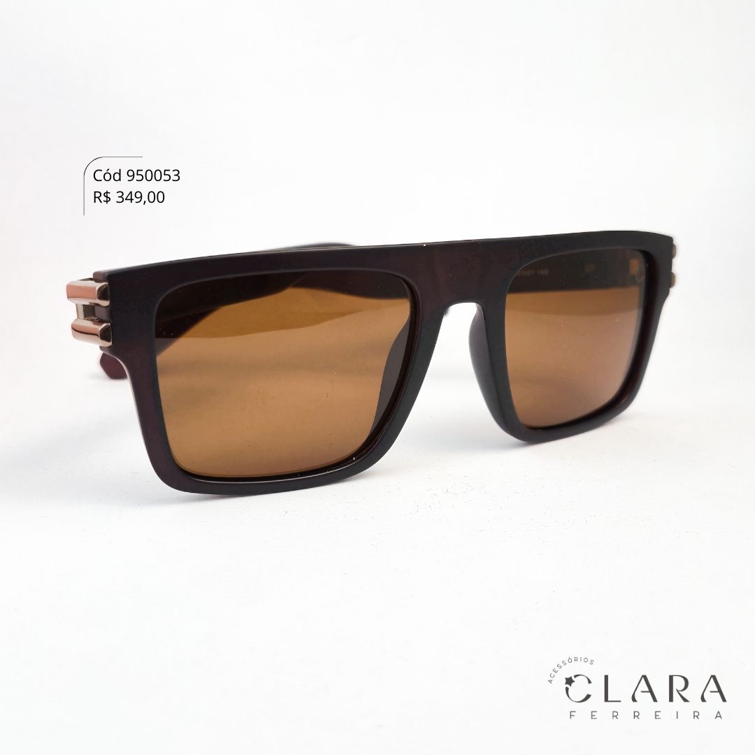 Óculos Solar MASCULINO QUADRADO MARROM - INSPIRAÇÃO RAY-BAN - Lente Anti-impacto Polarizada - MP9312-C8