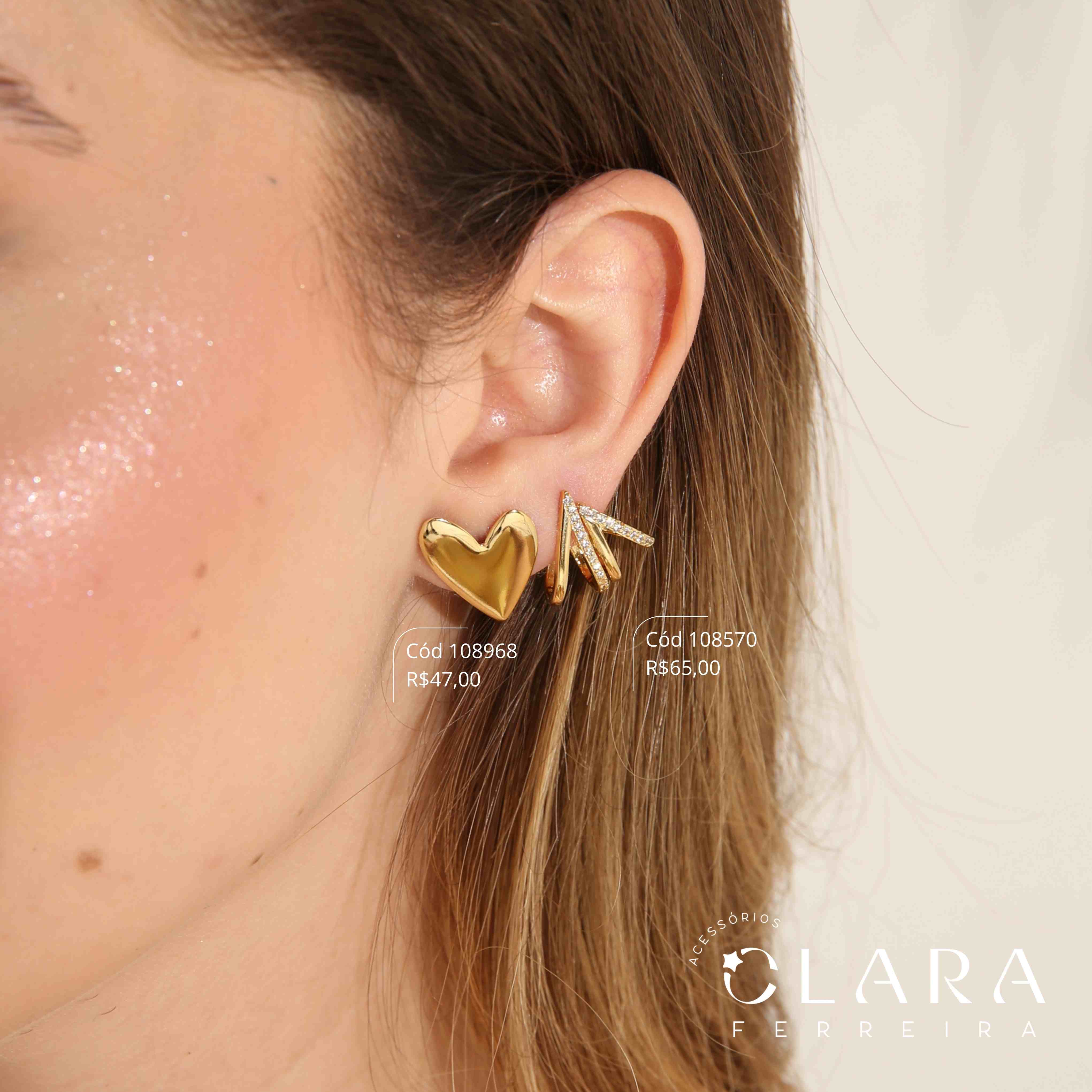 BRINCO CORAÇÃO LISO 19MM - LINHA ORGÂNICOS - Dourado