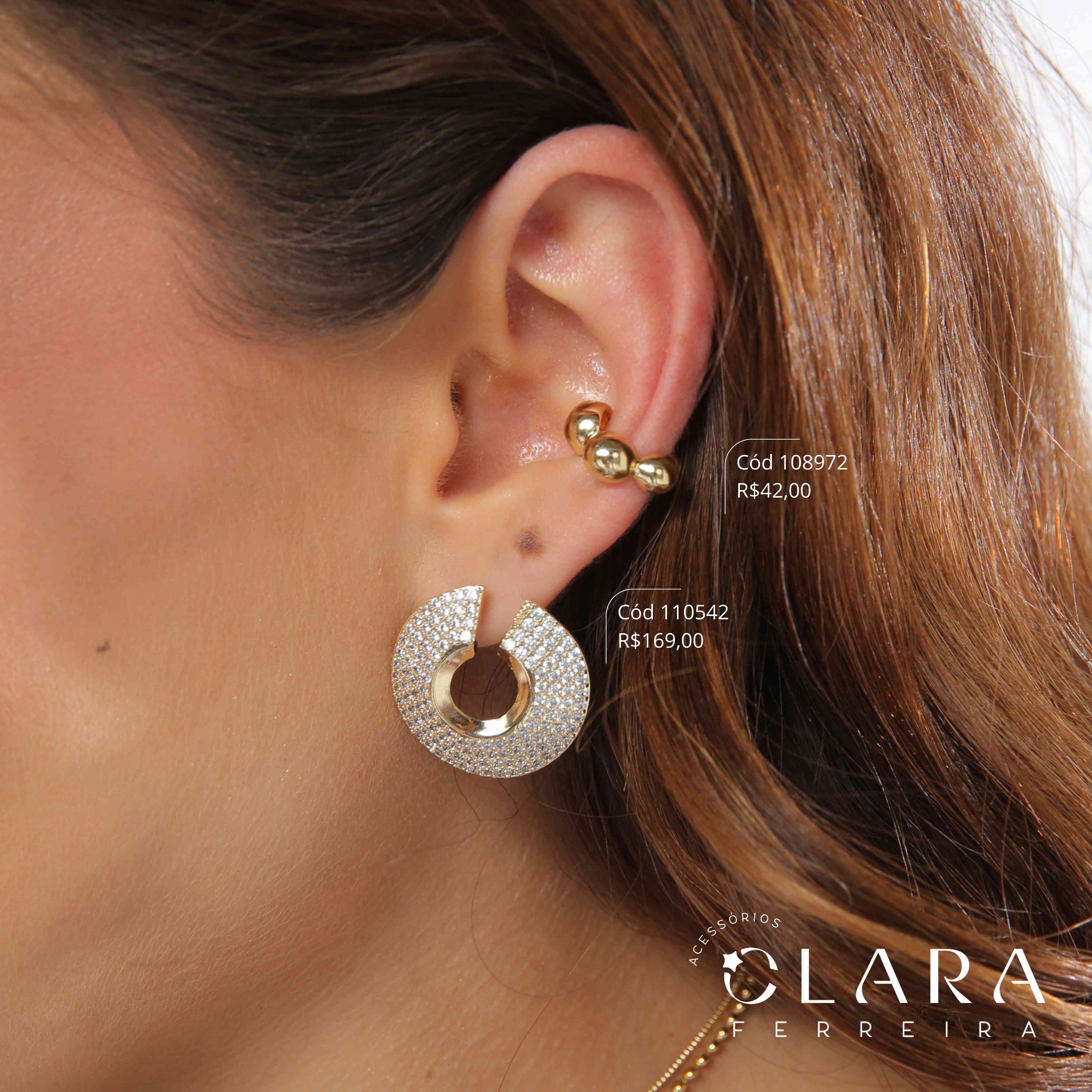 BRINCO PIERCING FAKE 5 BOLAS LISAS DA MAIOR PRA MENOS - LINHA ORGÂNICOS  - Dourado