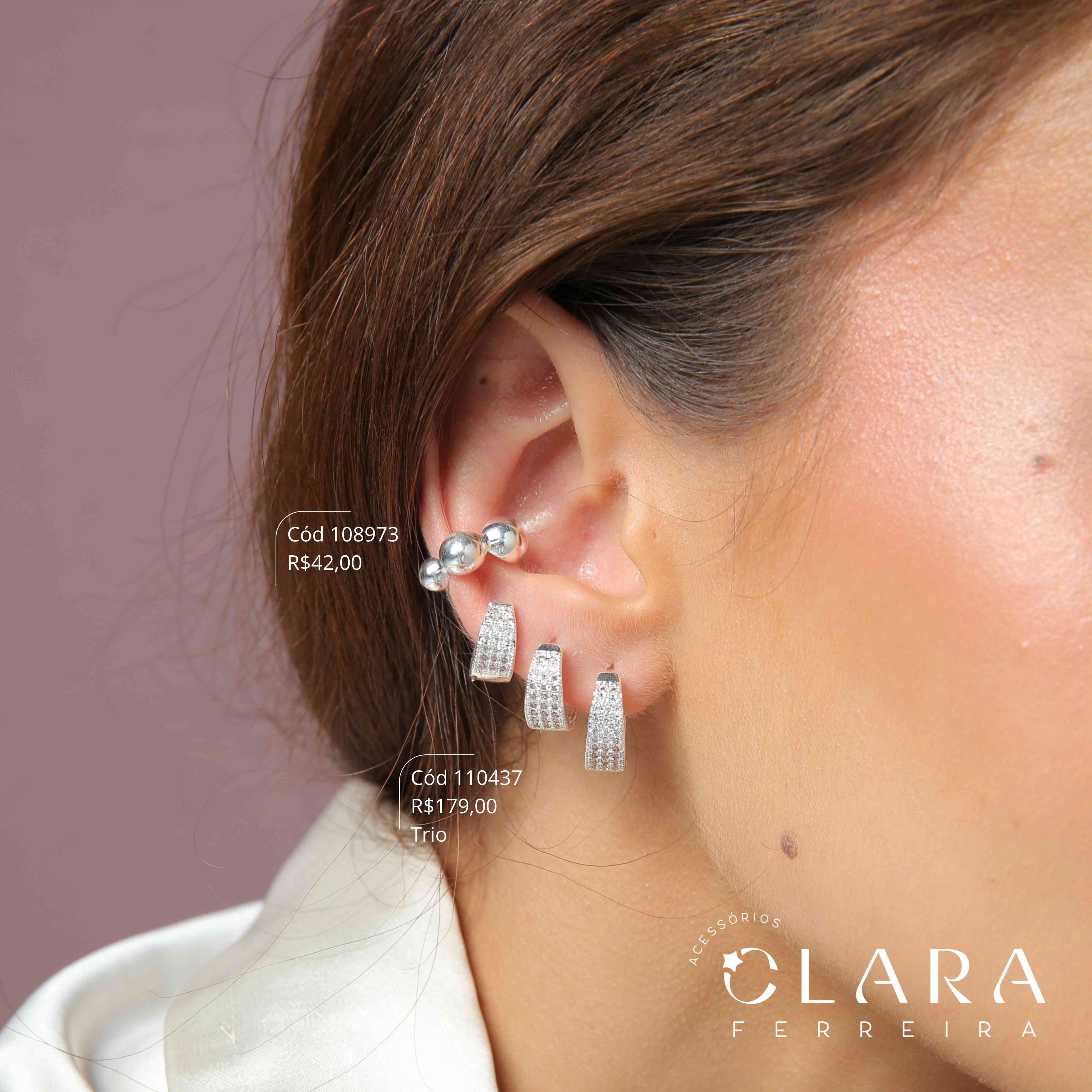 BRINCO PIERCING FAKE 5 BOLAS LISAS DA MAIOR PRA MENOS - LINHA ORGÂNICOS  - PEÇA EXCLUSIVA - Banho de Prata