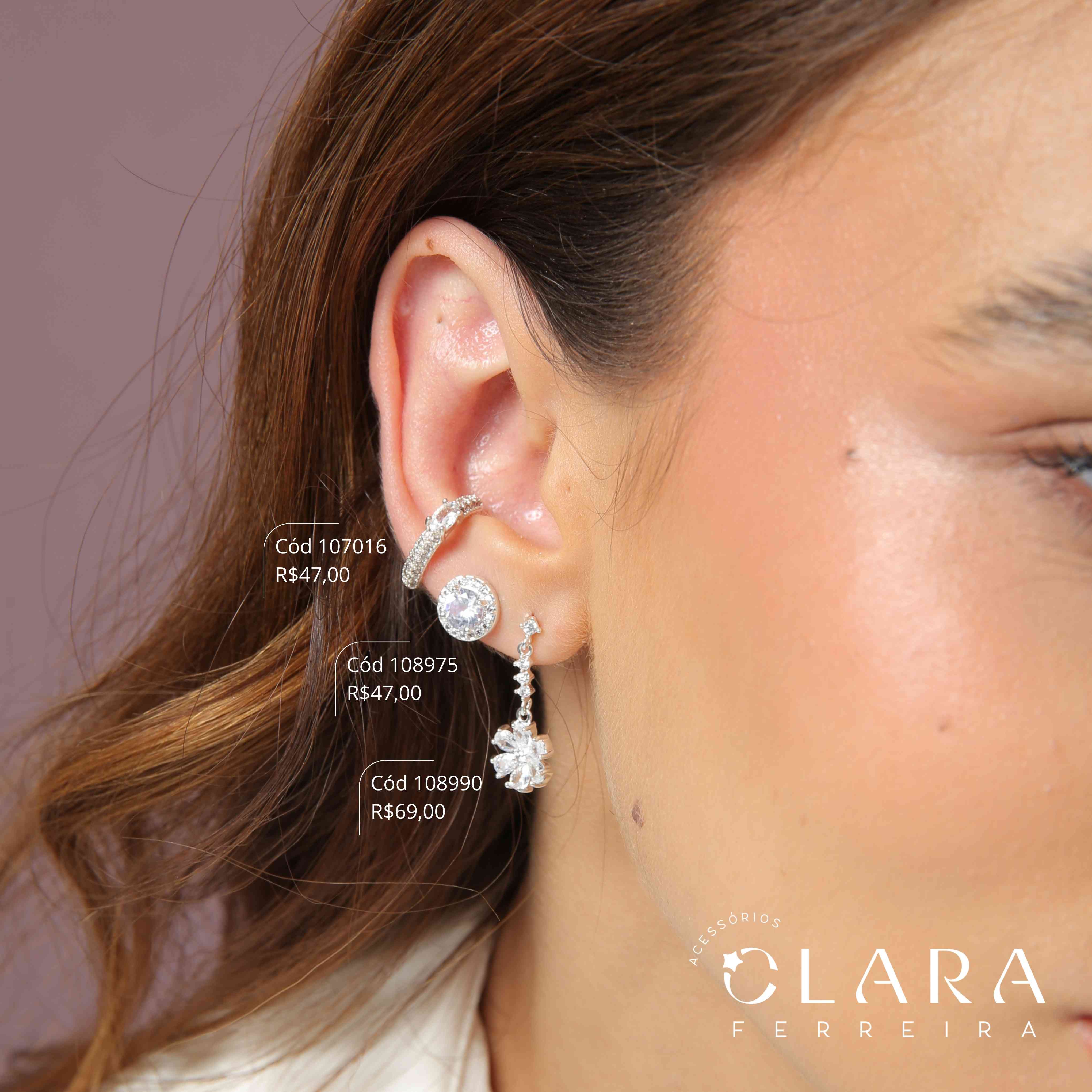 BRINCO ZIRCONIA REDONDA 5MM ADORNADO MICROZIRCONIAS - 9MM - Banho de Prata