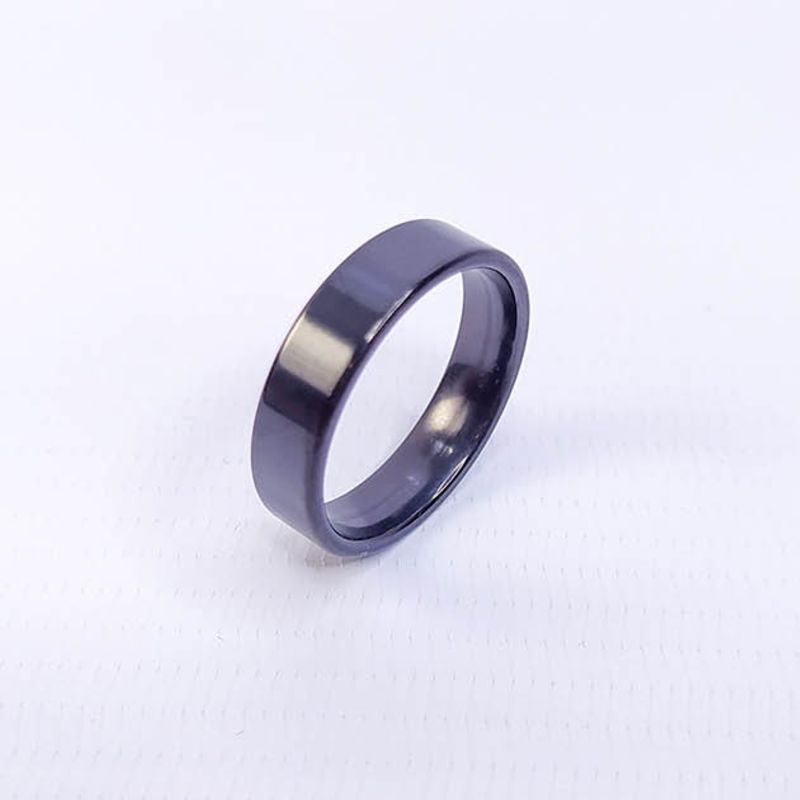 ANEL ALIANÇA AÇO INOX PRETO ANATÔMICA RETA 6MM - Número 22/23