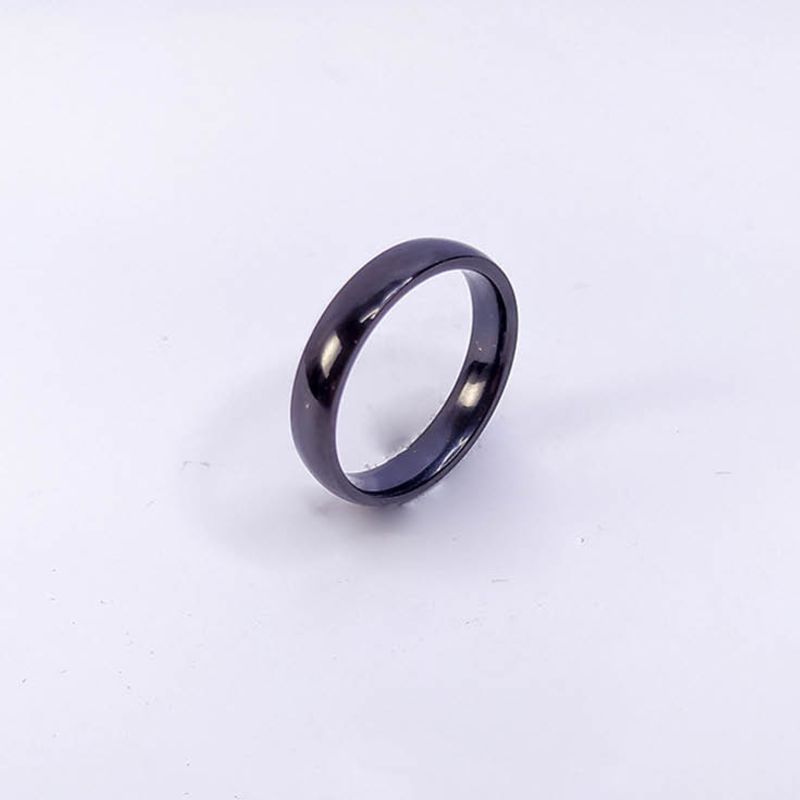 ANEL ALIANÇA AÇO INOX PRETO ANATÔMICA ABAULADA 4MM - Número 12/13
