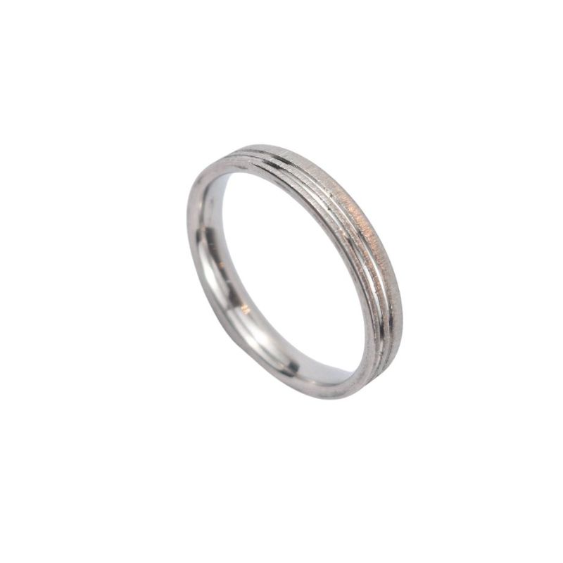 ANEL ALIANÇA AÇO INOX ANATÔMICA RETA LISA 4MM C/ 2 FIOS JATEADOS BRILHANTES - Número 12/13