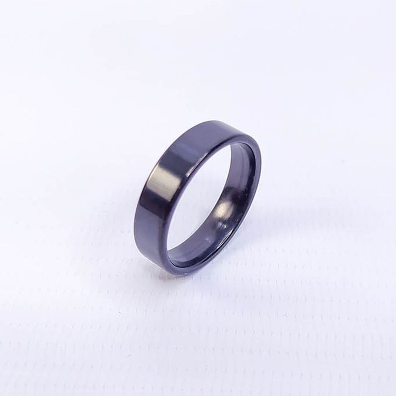ANEL ALIANÇA AÇO INOX PRETO ANATÔMICA RETA 6MM - Número 24/25