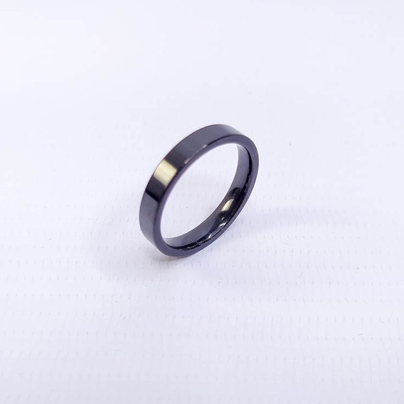 ANEL ALIANÇA AÇO INOX PRETO ANATÔMICA RETA 4MM - Número 24/25