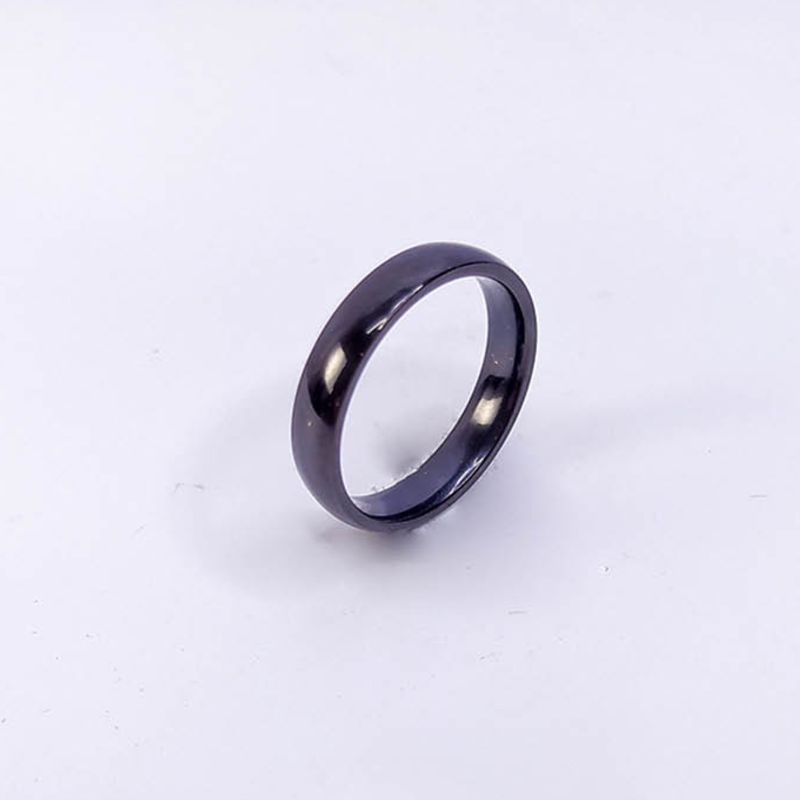 ANEL ALIANÇA AÇO INOX PRETO ANATÔMICA ABAULADA 4MM - Número 22/23