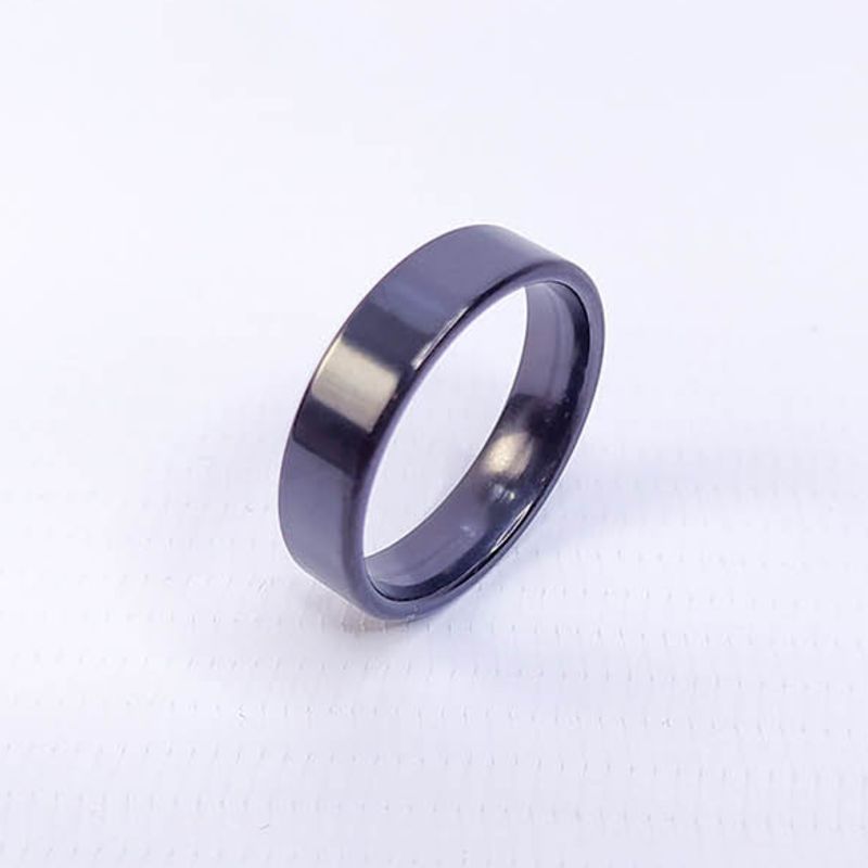 ANEL ALIANÇA AÇO INOX PRETO ANATÔMICA RETA 6MM - Número 12/13