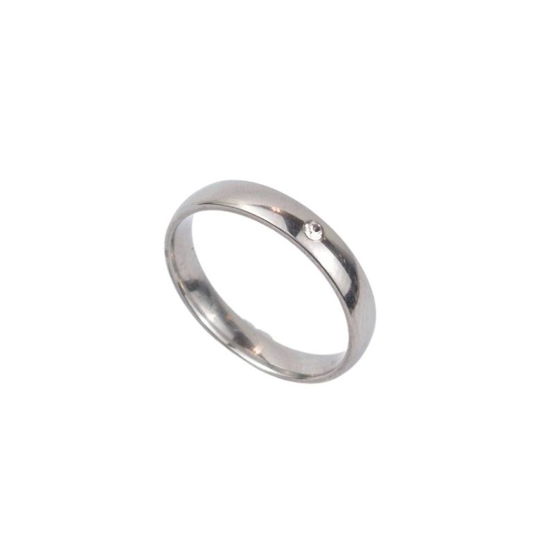 ANEL ALIANÇA AÇO INOX ANATÔMICA ABAULADA 4MM C/ 1 ZIRCONIA - Número 26/27