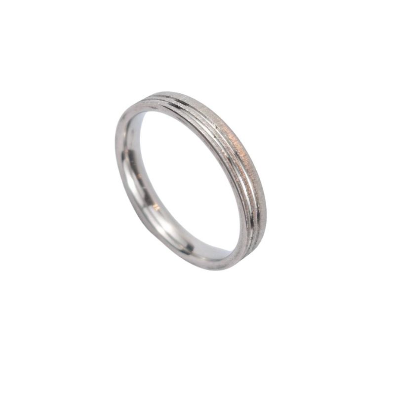ANEL ALIANÇA AÇO INOX ANATÔMICA RETA LISA 4MM C/ 2 FIOS JATEADOS BRILHANTES - Número 26/27