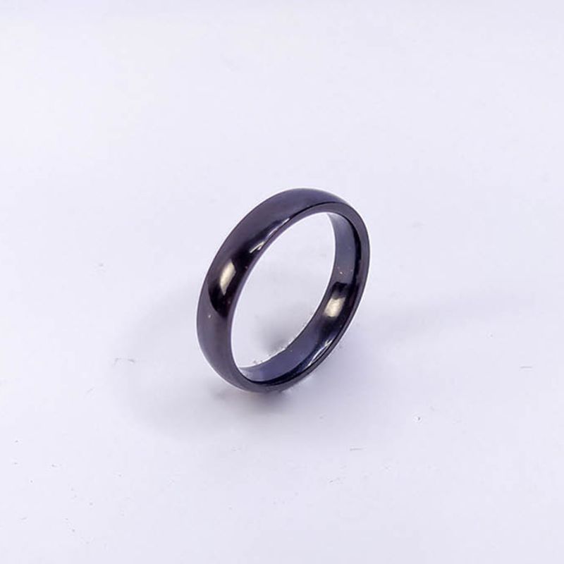 ANEL ALIANÇA AÇO INOX PRETO ANATÔMICA ABAULADA 4MM - Número 28/29