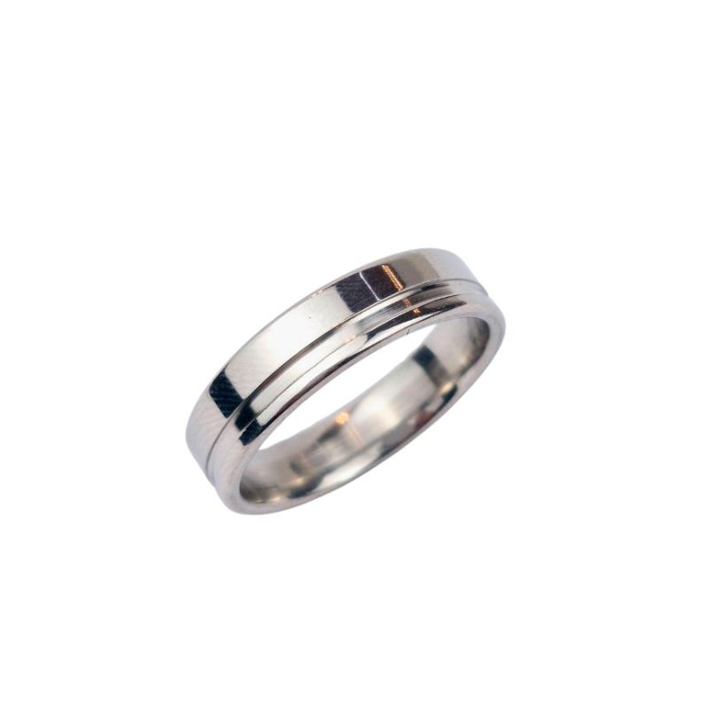 ANEL ALIANÇA AÇO INOX ANATÔMICA RETA 6MM C/ 1 FIO LISO - Número 22/23