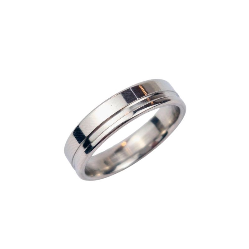 ANEL ALIANÇA AÇO INOX ANATÔMICA RETA 6MM C/ 1 FIO LISO - Número 16/17