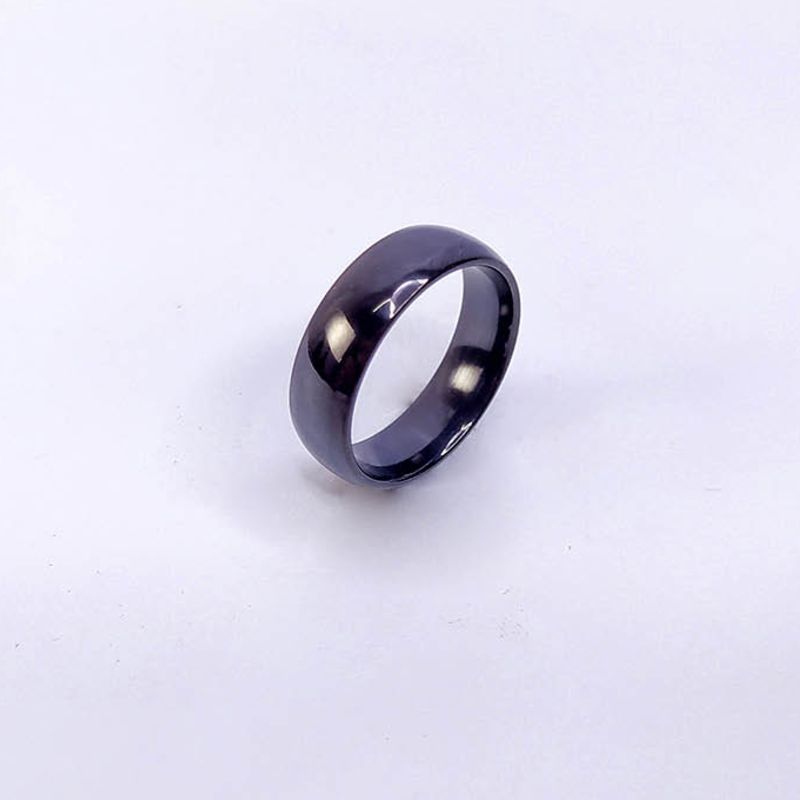 ANEL ALIANÇA AÇO INOX PRETO ANATÔMICA ABAULADA 6MM - Número 18/19