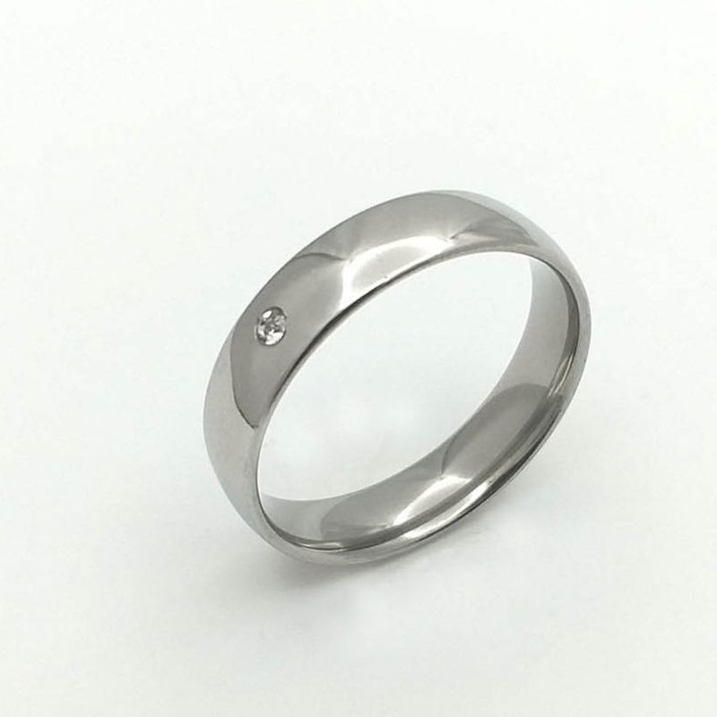 ANEL ALIANÇA AÇO INOX ANATÔMICA ABAULADA 6MM C/ 1 ZIRCONIA - Número 30/31