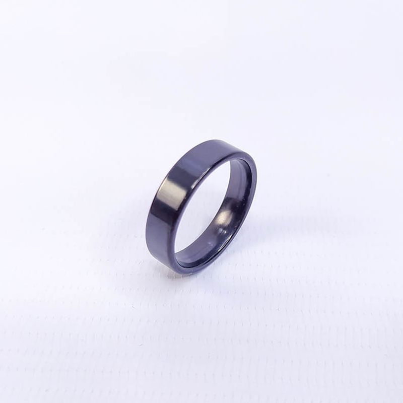 ANEL ALIANÇA AÇO INOX PRETO ANATÔMICA RETA 6MM - Número 20/21