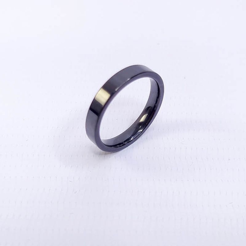 ANEL ALIANÇA AÇO INOX PRETO ANATÔMICA RETA 4MM - Número 32/33