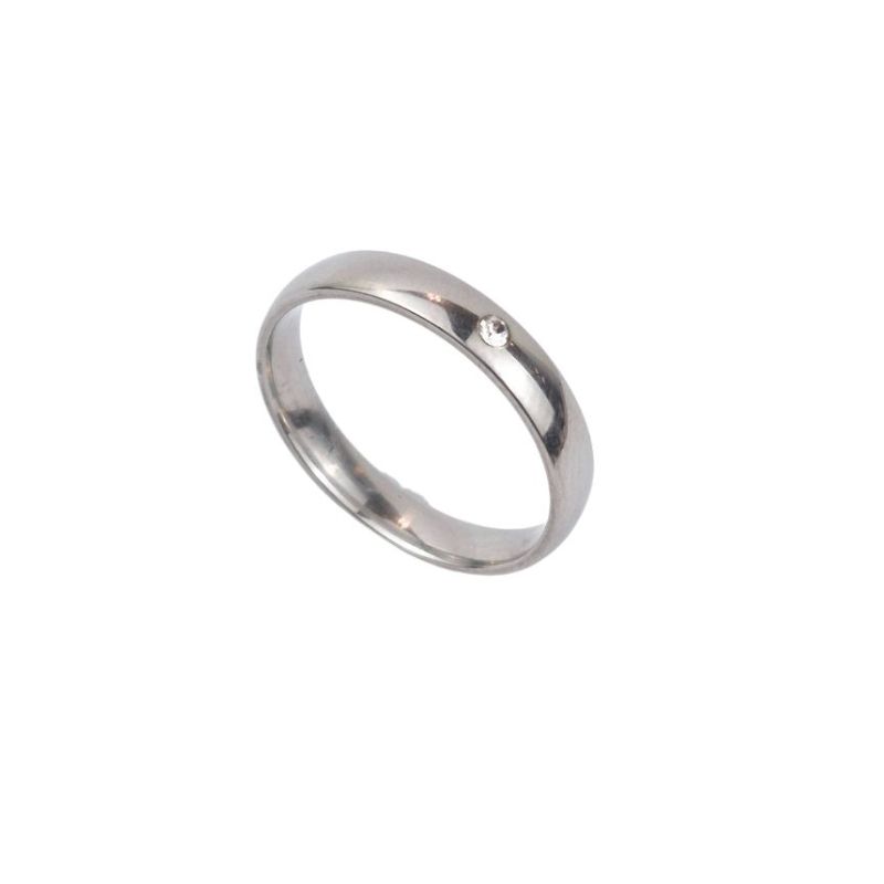 ANEL ALIANÇA AÇO INOX ANATÔMICA ABAULADA 4MM C/ 1 ZIRCONIA - Número 28/29