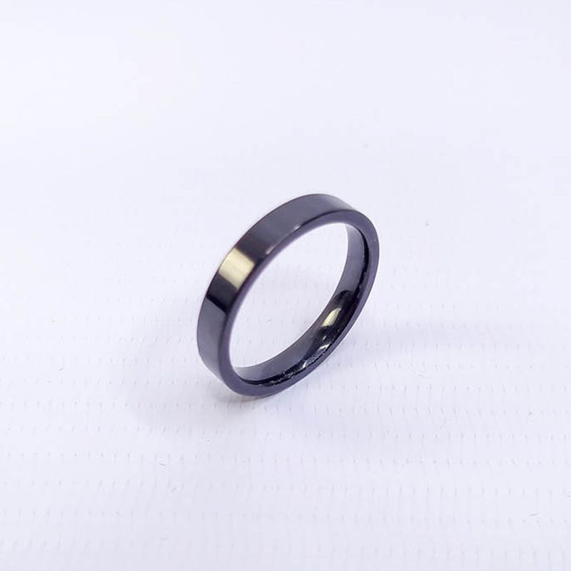 ANEL ALIANÇA AÇO INOX PRETO ANATÔMICA RETA 4MM - Número 14/15