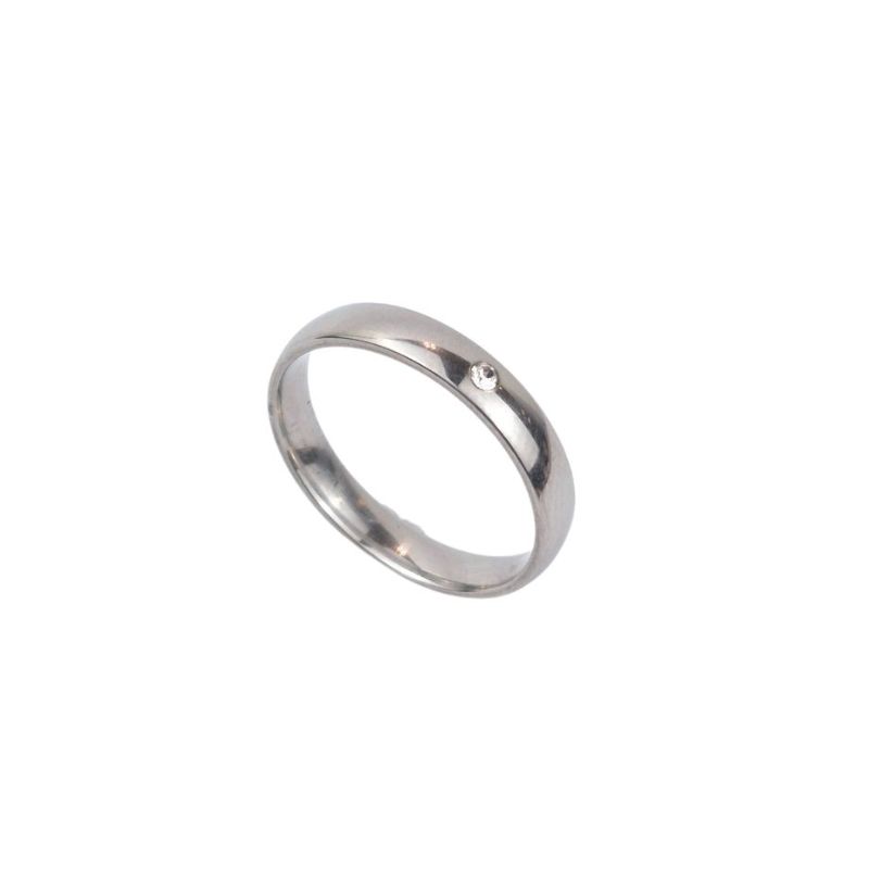 ANEL ALIANÇA AÇO INOX ANATÔMICA ABAULADA 4MM C/ 1 ZIRCONIA - Número 20/21