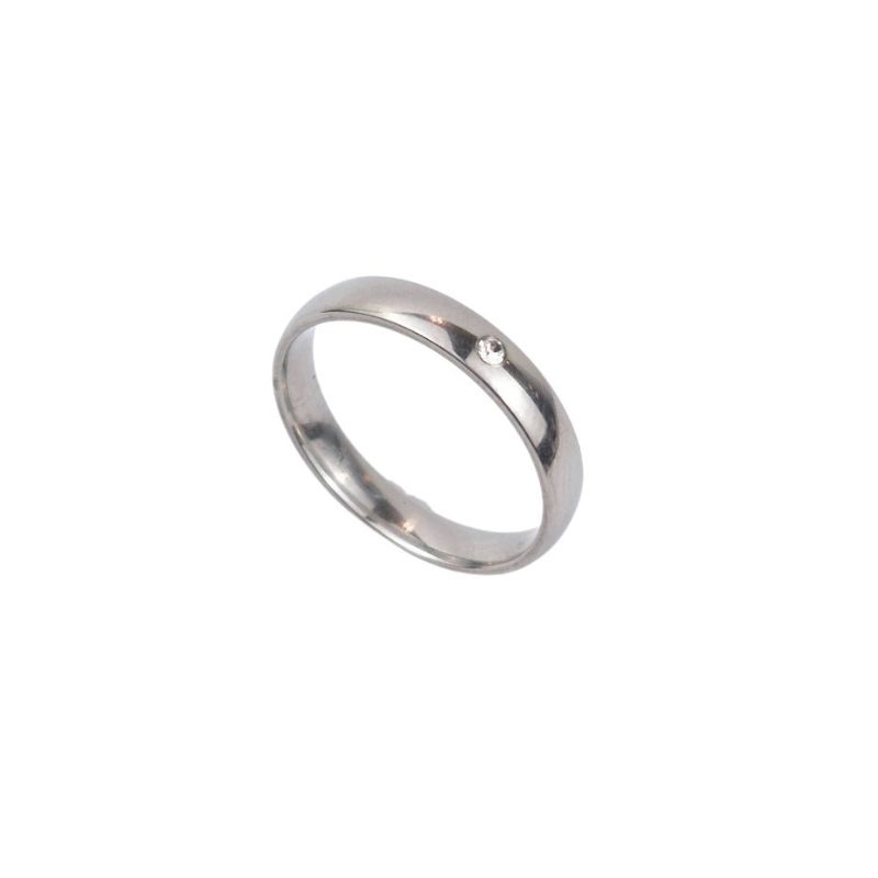 ANEL ALIANÇA AÇO INOX ANATÔMICA ABAULADA 4MM C/ 1 ZIRCONIA - Número 16/17