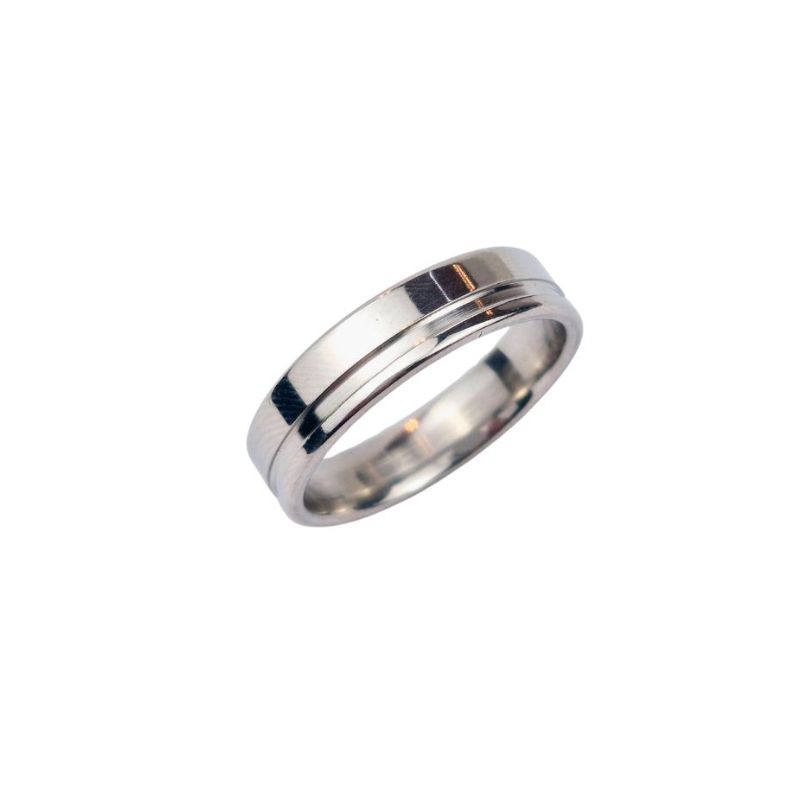 ANEL ALIANÇA AÇO INOX ANATÔMICA RETA 6MM C/ 1 FIO LISO - Número 28/29