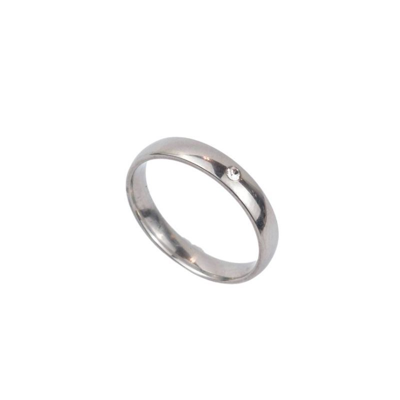 ANEL ALIANÇA AÇO INOX ANATÔMICA ABAULADA 4MM C/ 1 ZIRCONIA - Número 22/23