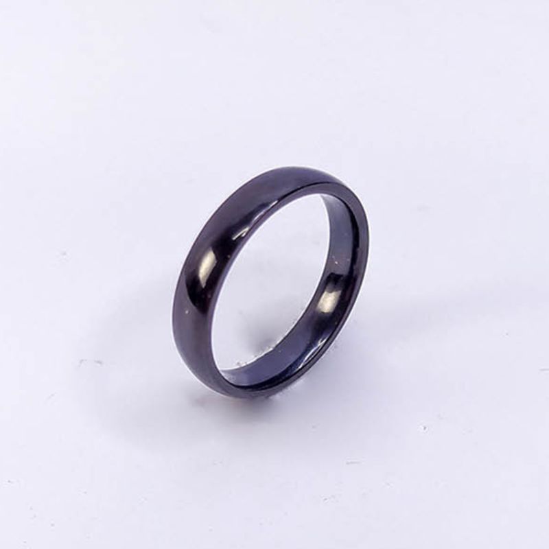 ANEL ALIANÇA AÇO INOX PRETO ANATÔMICA ABAULADA 4MM - Número 32/33