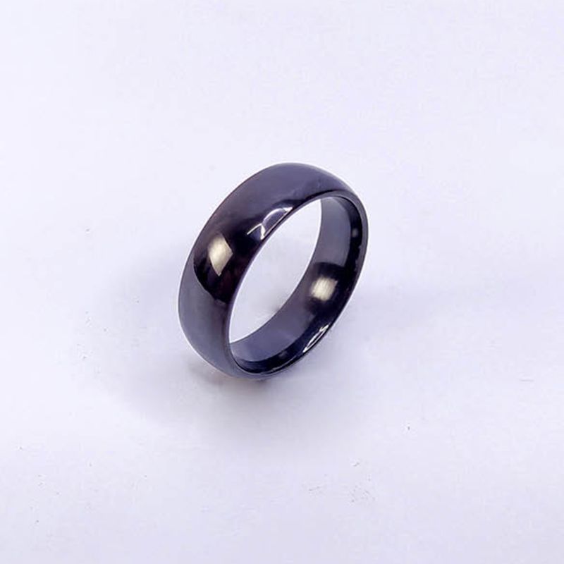ANEL ALIANÇA AÇO INOX PRETO ANATÔMICA ABAULADA 6MM - Número 22/23